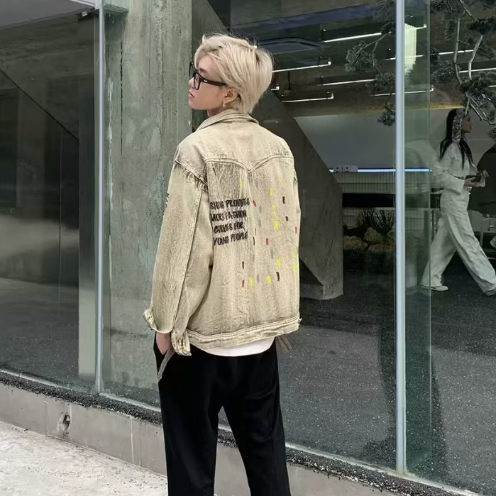 Áo Khoác Jean Họa Tiết Thêu retro Thời Trang Cho Nam