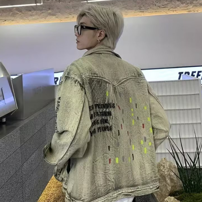 Áo Khoác Jean Họa Tiết Thêu retro Thời Trang Cho Nam