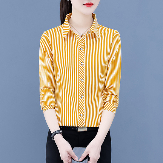 Áo sơ mi nữ tay dài họa tiết sọc dọc thời trang phong cách