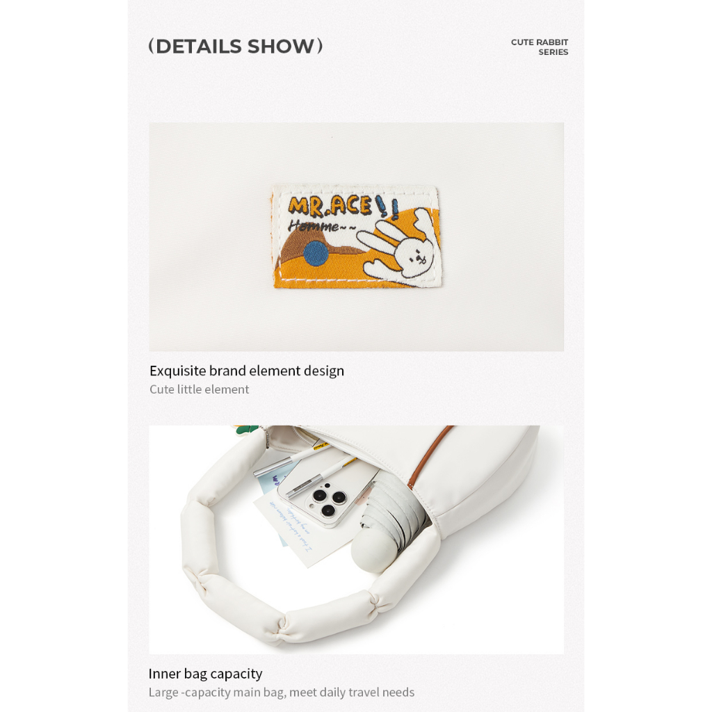 Túi Xách Tay Nữ In Hình Thỏ Dễ Thương Phong Cách Hàn Quốc Mr.ace Homme