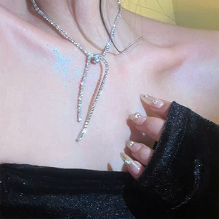 Dây Chuyền Mặt Nơ Đính Đá Zircon Sang Trọng Cho Nữ