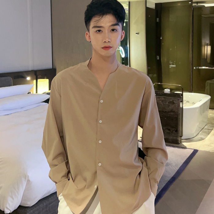 Áo Sơ Mi Tay Dài Dáng Rộng Đơn Giản Dễ Phối Đồ Hợp Thời Trang Cho Nam