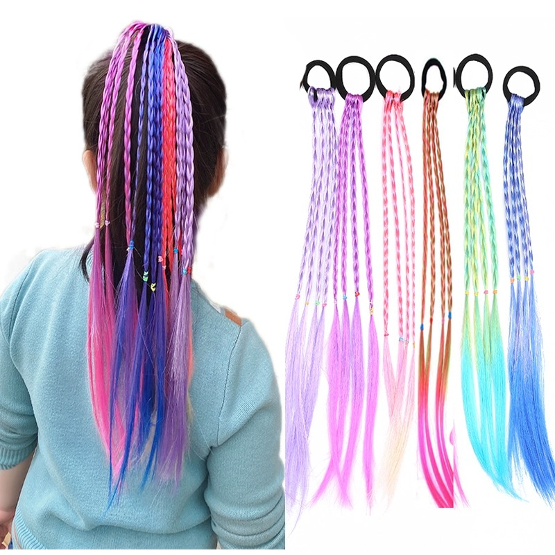 Tóc Giả Thắt Bím Màu Gradient Xinh Xắn Cho Bé Gái