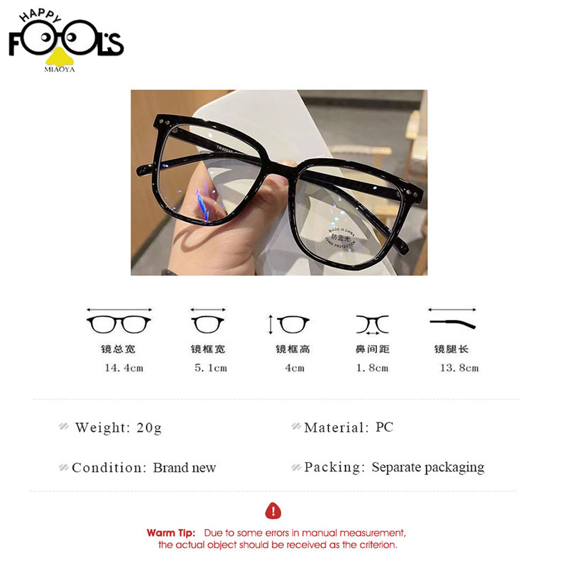 Mắt Kính Chống Ánh Sáng Xanh Tròng Vuông Trong Suốt Siêu Nhẹ Thời Trang Cho Nam