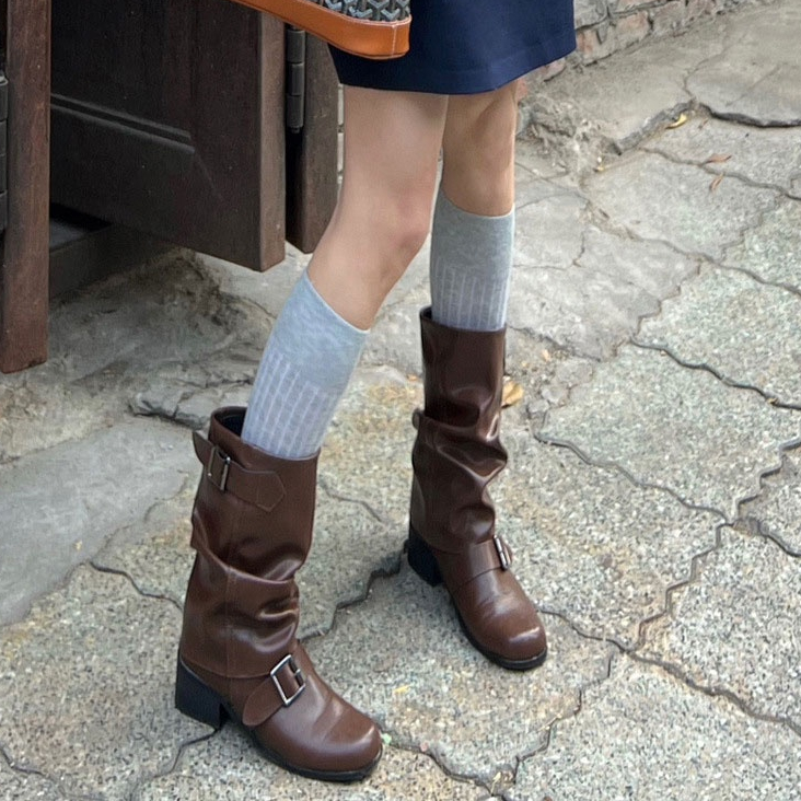 YAOLI  Giày Boot Cao Gót Thiết Kế Mới Thời Trang Theo Phong Cách Mỹ