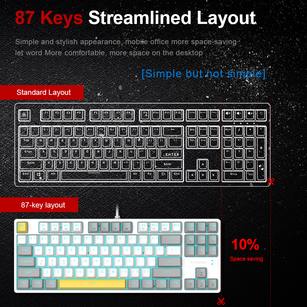 Bàn Phím Cơ Chơi Game E-YOOSO Z87 87 Phím Có Đèn LED Nền Chuyên Dụng