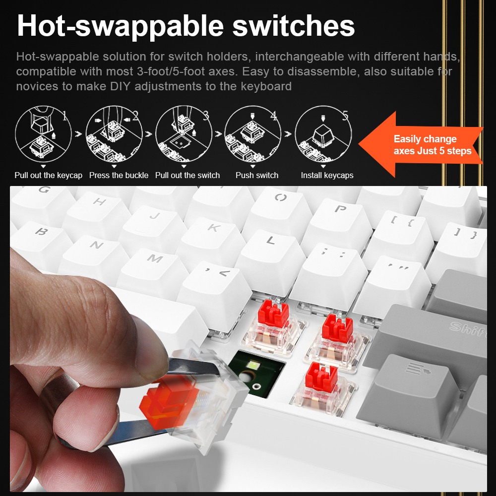 Bàn Phím Cơ Chơi Game E-YOOSO Z87 87 Phím Có Đèn LED Nền Chuyên Dụng