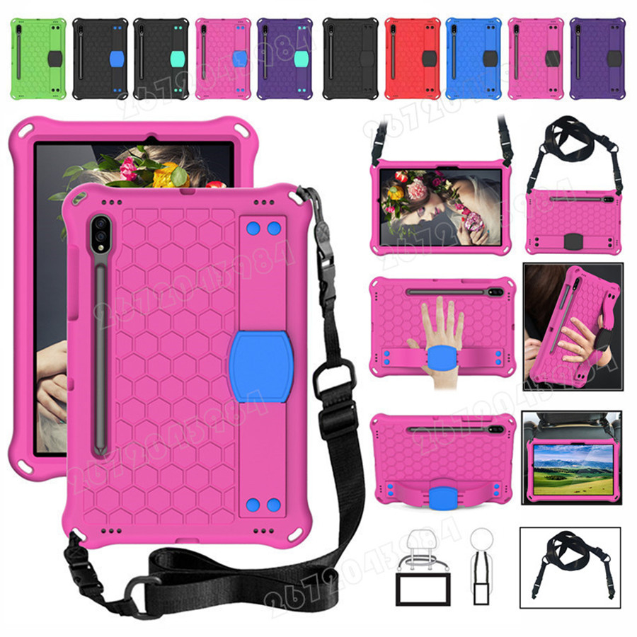 For Samsung Galaxy Tab S7 S8 S9 11 Inch 2023 SM-X710/X716B/X718U/X700/X706/T870/T875 Anti-Fall Contrast Color Kids Case Bracket Tablet Cover
