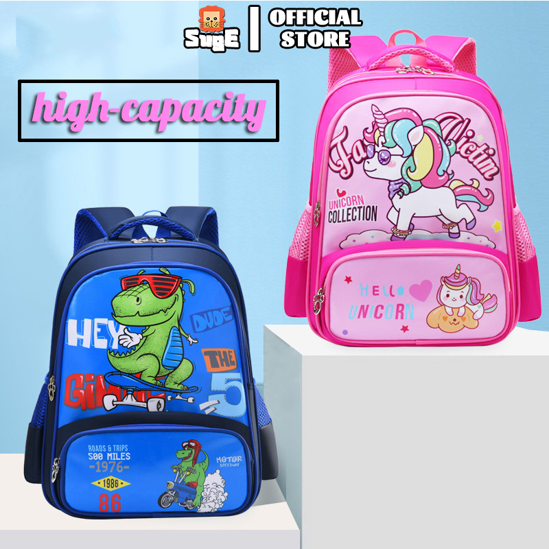 SUGE Ba Lô Đi Học Chống Thấm Nước In Họa Tiết Công Chúa Elsa / Người Nhện / Người Sắt Cho Bé 3-12 Tuổi