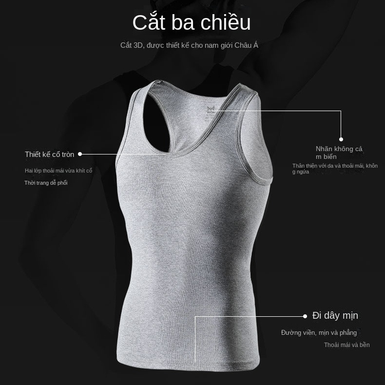 Áo Ba Lỗ Nam Cotton Tập Gym Thể Thao Dáng Rộng Bằng Nguyên Chất Thời Trang Mùa Áo Lót Ba Lỗ Nam ,Chất Liệu Cotton Mềm Mại, Thoáng Khí, Thấm Hút Mổ Hôi Tốt