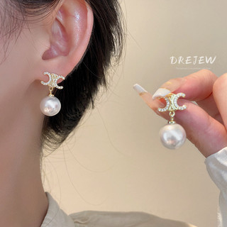  DREJEW Bông Tai Ngọc Trai Zircon Ánh Sáng Sang Trọng Thời Trang Cá Tính Bông Tai Kim Bạc Tính Khí Bông Tai Cao Cấp Nữ 