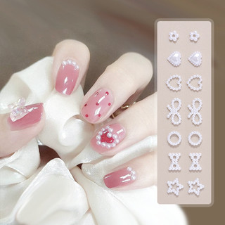 Set 50 móng tay giả đính đá / ngọc trai / trái tim / hoa xinh xắn
