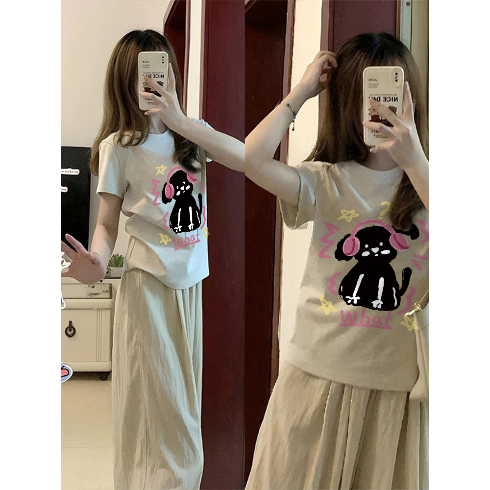 Xiaozhainv baby tee Áo Thun Cotton Tay Ngắn Cổ Tròn Dáng Ôm Thời Trang Mùa Hè Phong Cách Hàn Quốc Dành Cho Nữ