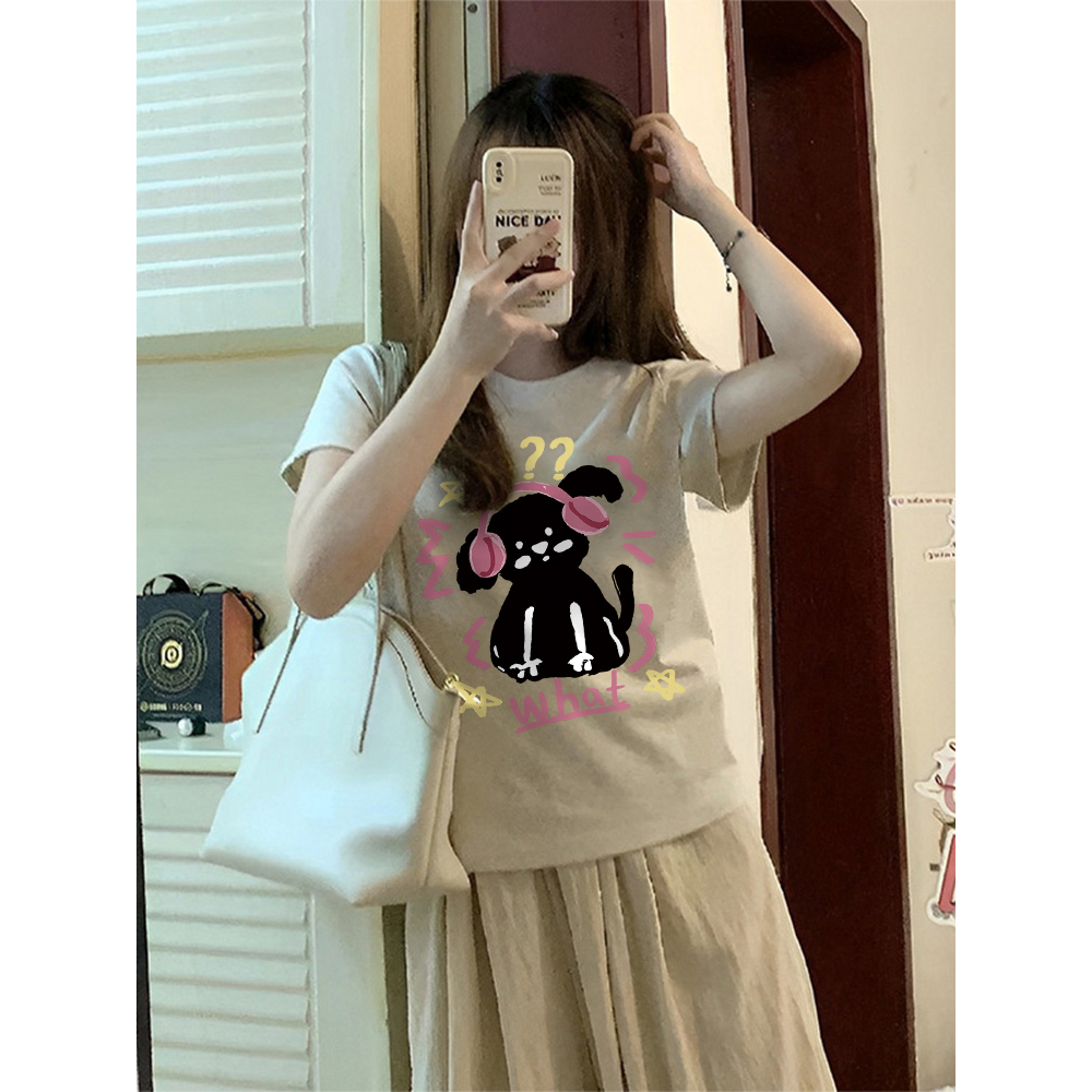 Xiaozhainv baby tee Áo Thun Cotton Tay Ngắn Cổ Tròn Dáng Ôm Thời Trang Mùa Hè Phong Cách Hàn Quốc Dành Cho Nữ