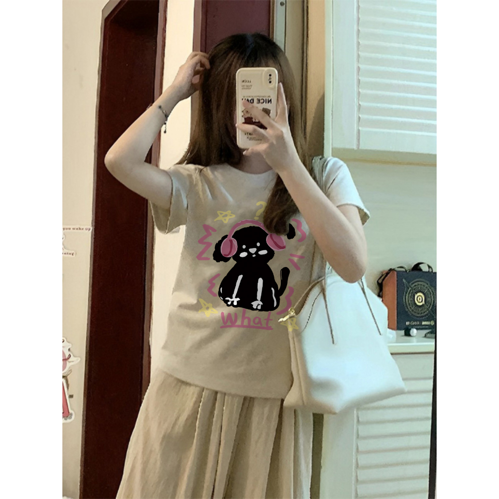 Xiaozhainv baby tee Áo Thun Cotton Tay Ngắn Cổ Tròn Dáng Ôm Thời Trang Mùa Hè Phong Cách Hàn Quốc Dành Cho Nữ