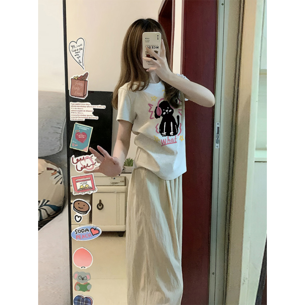 Xiaozhainv baby tee Áo Thun Cotton Tay Ngắn Cổ Tròn Dáng Ôm Thời Trang Mùa Hè Phong Cách Hàn Quốc Dành Cho Nữ
