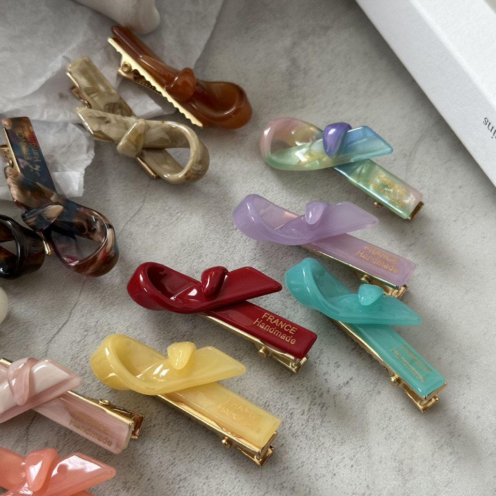 Set 1 / 2 Kẹp Tóc Nơ Màu Sắc Ngọt Ngào Phong Cách Vintage Cho Nữ