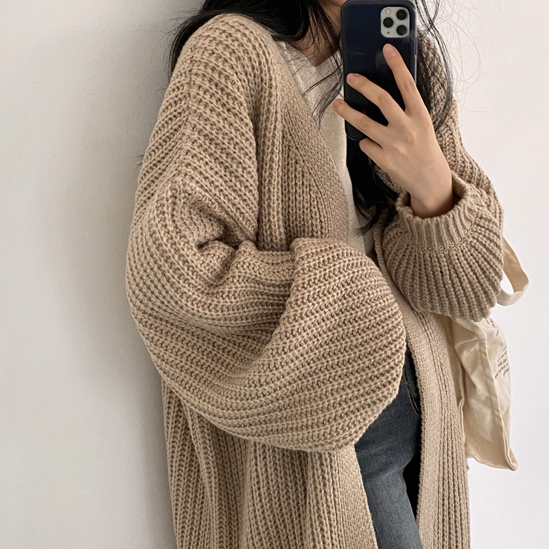 Kaisike Áo Khoác cardigan Dệt Kim Dáng Rộng Phong Cách retro Thu Đông 2023 Cho Nữ