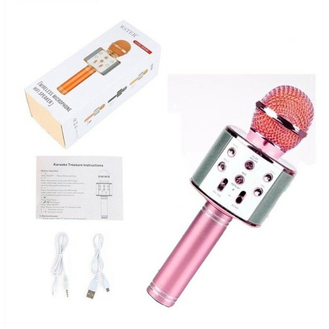 Micro Bluetooth Không Dây WS858 WS-858 Hát Karaoke Micrô cầm tay gia đình tích hợp chất lượng âm thanh lossless