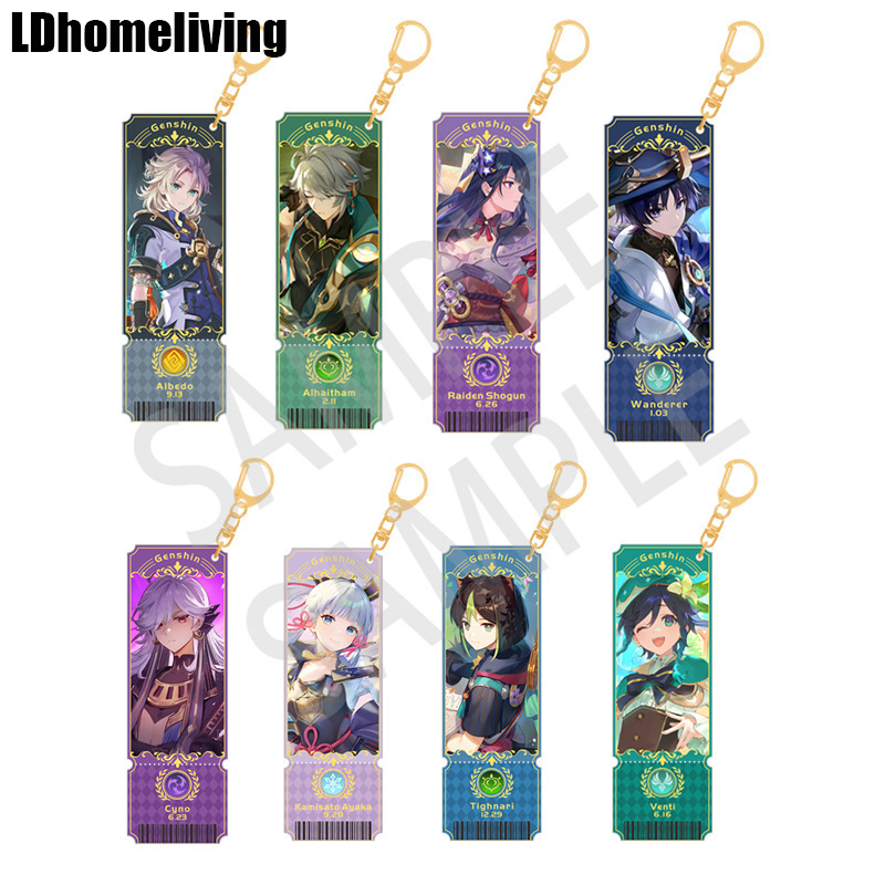 Genshin Móc Khóa acrylic laser Hình Vé Nahida ganyu hutao