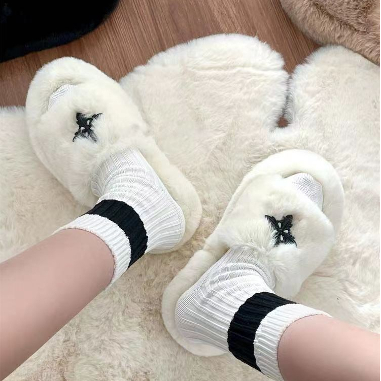 HHH Dép Lông chữ thập dép đế cao 3cm 2023NEW dép đi mùa đông  Xinh Xắn