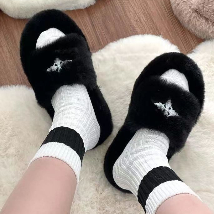 HHH Dép Lông chữ thập dép đế cao 3cm 2023NEW dép đi mùa đông  Xinh Xắn