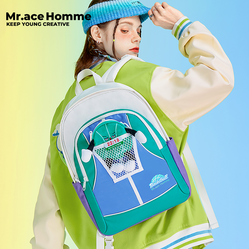 Mr.ace Homme Backpack Ba Lô Nam Nữ Thể Thao Phong Cách Retro Mỹ Cho Nữ Laptop Student Schoolbag