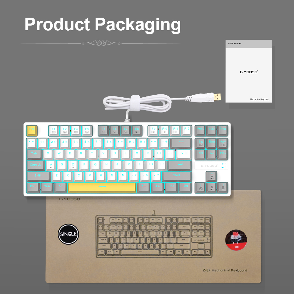 Bàn Phím Cơ Chơi Game E-YOOSO Z87 87 Phím Có Đèn LED Nền Chuyên Dụng