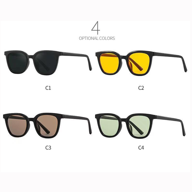 Kính Mát Gọng Vuông Chống Tia UV Màu Vàng / Nâu Phong Cách Hàn Quốc Thời Trang Cho Nam Và Nữ