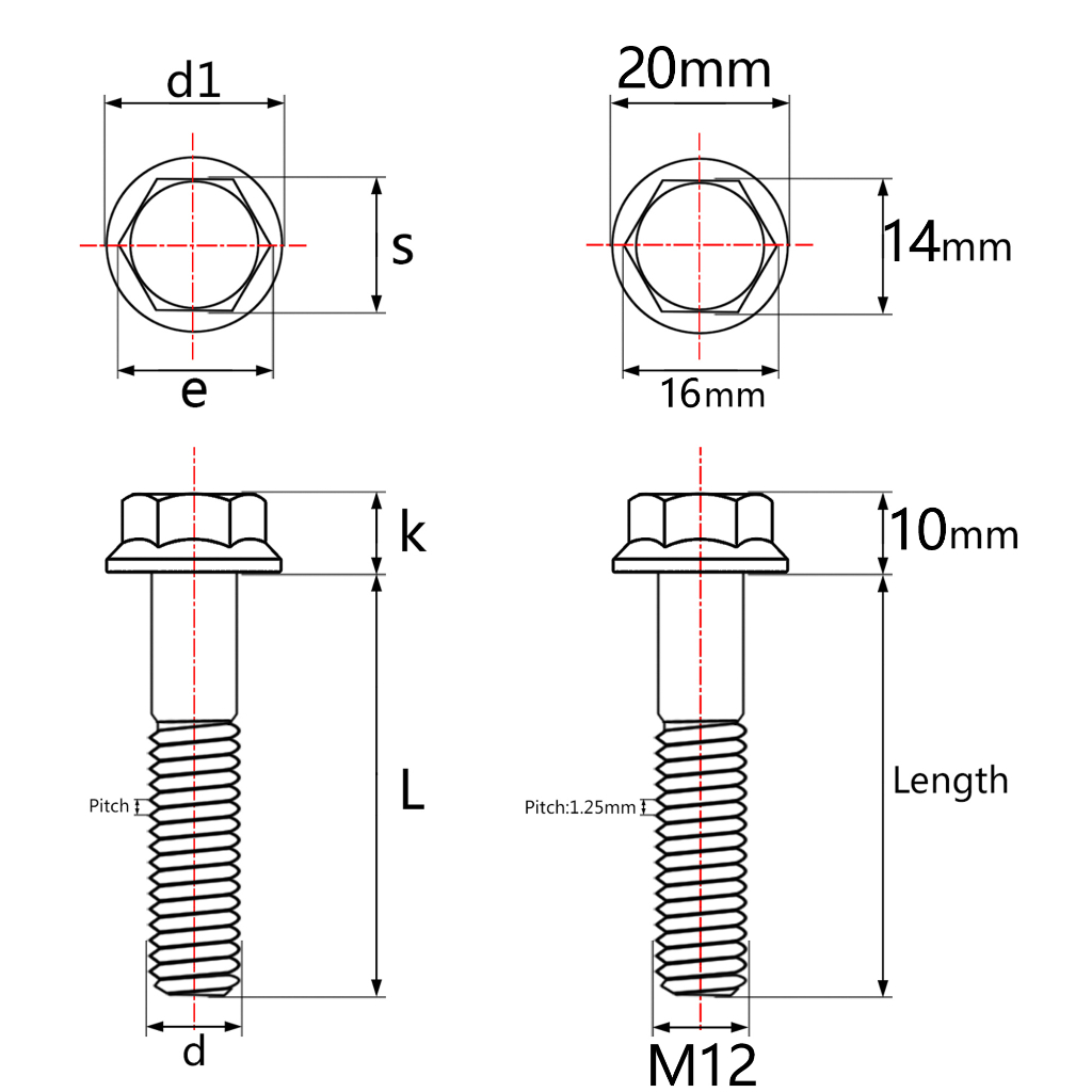 Bu Lông Lục Giác Bằng Titan m12 X 30-90mm Màu Đen wanyifa gr5 m12 Cho Xe Máy / Xe Hơi