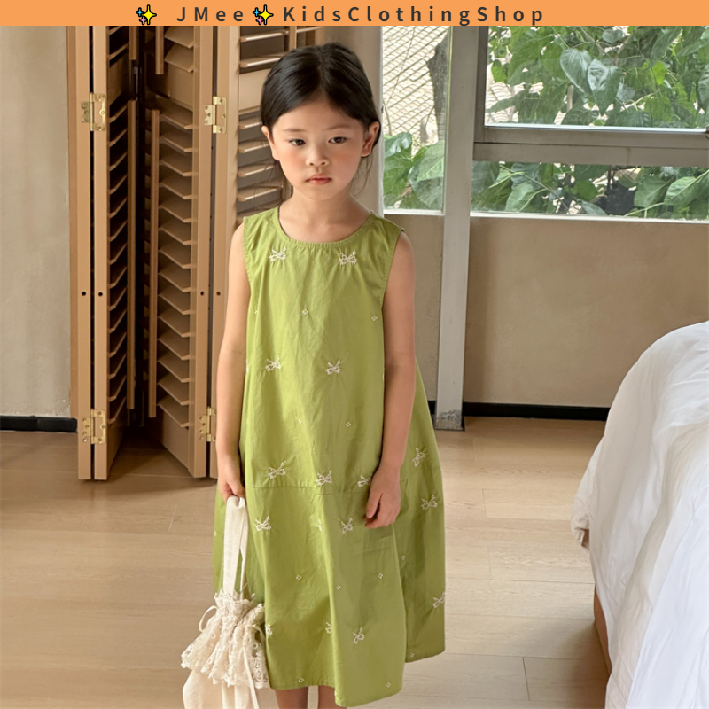 Đầm Ngủ Không Tay Thời Trang Mùa Hè Hàn Quốc Dành Cho Bé Gái 3-14 Tuổi