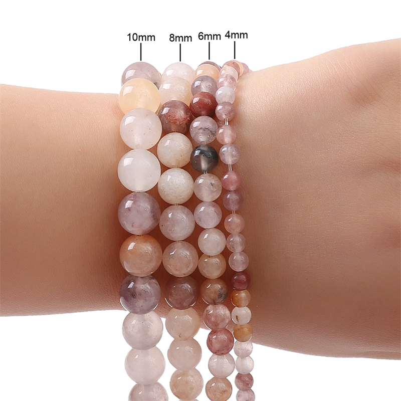 Beadia Hạt Xâu Chuỗi Màu Tím Tự Nhiên 4-10mm 38cm Dùng Làm Trang Sức DIY
