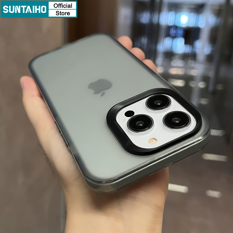 Suntaiho Ốp lưng ốp iphone chống bẩn đen Matte Frosted trong suốt Clear Simple silicon Softcase For iPhone 14 Pro Max 13 12 case iPhone xr 11 Pro Max X XS Max IP 7 8 Plus viền vuông Shockproof Full Cover