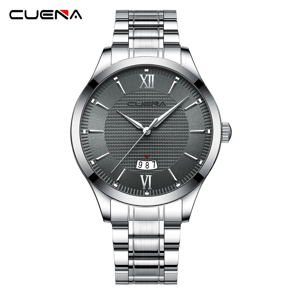 Đồng Hồ Quartz Chạy Kim CUENA Chất Liệu Thép Không Gỉ Chống Thấm Nước Thiết Kế Đơn Giản Thời Trang Cho Nam 6091