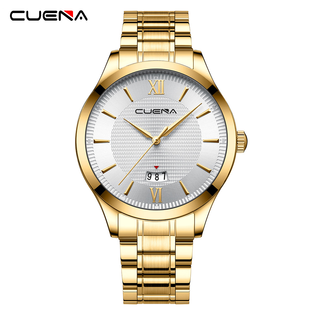 Đồng Hồ Quartz Chạy Kim CUENA Chất Liệu Thép Không Gỉ Chống Thấm Nước Thiết Kế Đơn Giản Thời Trang Cho Nam 6091