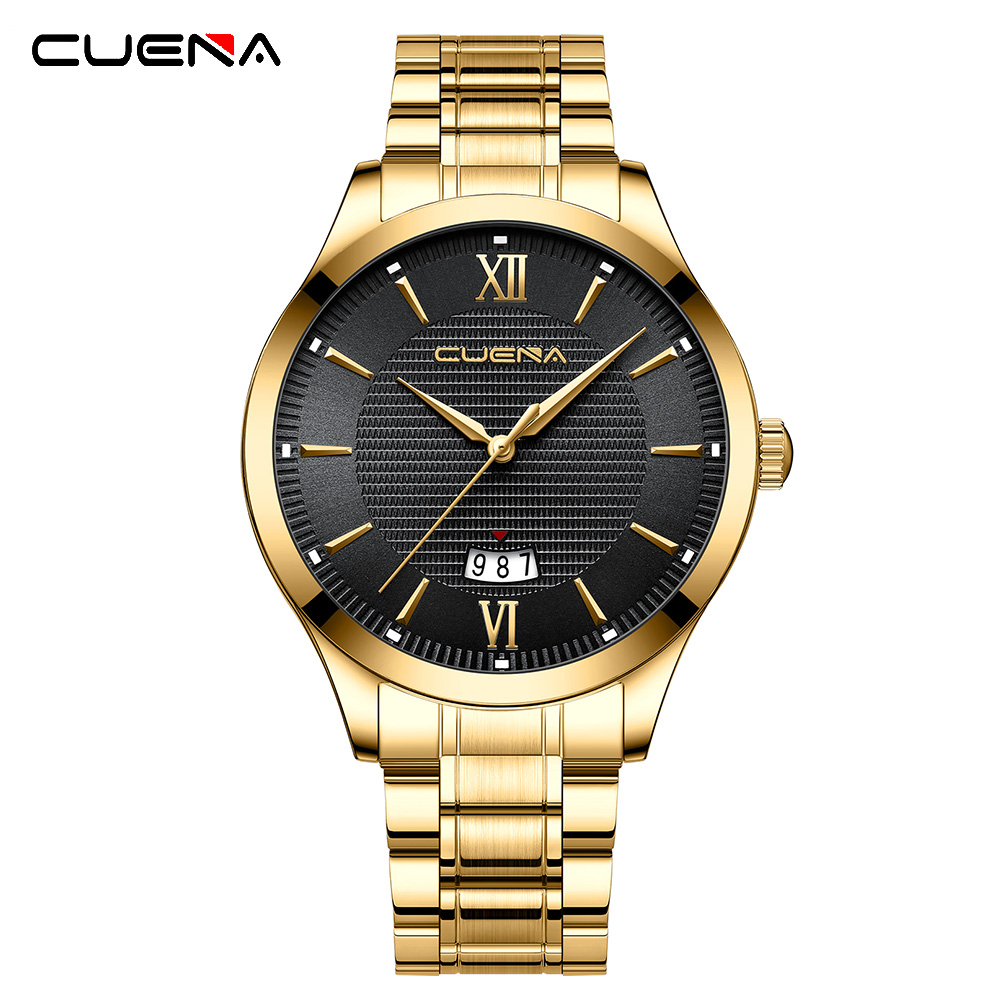 Đồng Hồ Quartz Chạy Kim CUENA Chất Liệu Thép Không Gỉ Chống Thấm Nước Thiết Kế Đơn Giản Thời Trang Cho Nam 6091