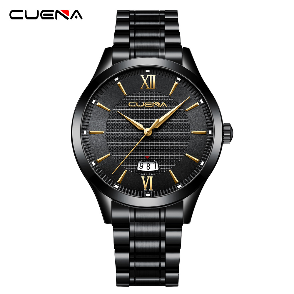 Đồng Hồ Quartz Chạy Kim CUENA Chất Liệu Thép Không Gỉ Chống Thấm Nước Thiết Kế Đơn Giản Thời Trang Cho Nam 6091