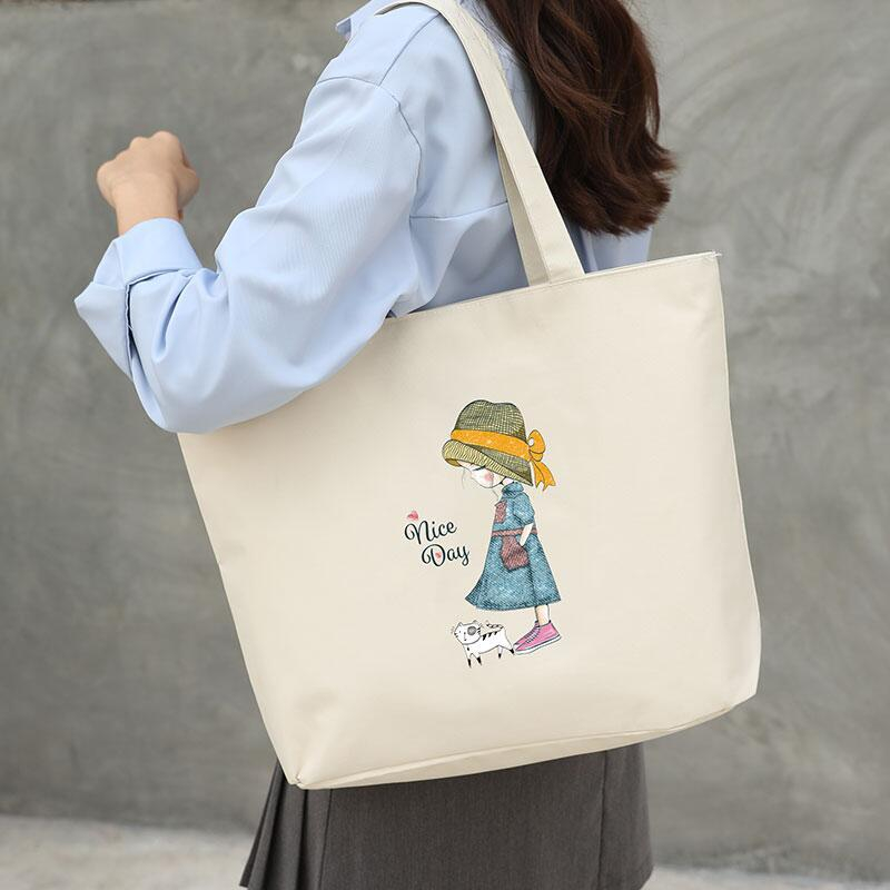 Galancher Túi Xách canvas Cỡ Lớn In Họa Tiết Hoạt Hình Dễ Thương Cho Nữ