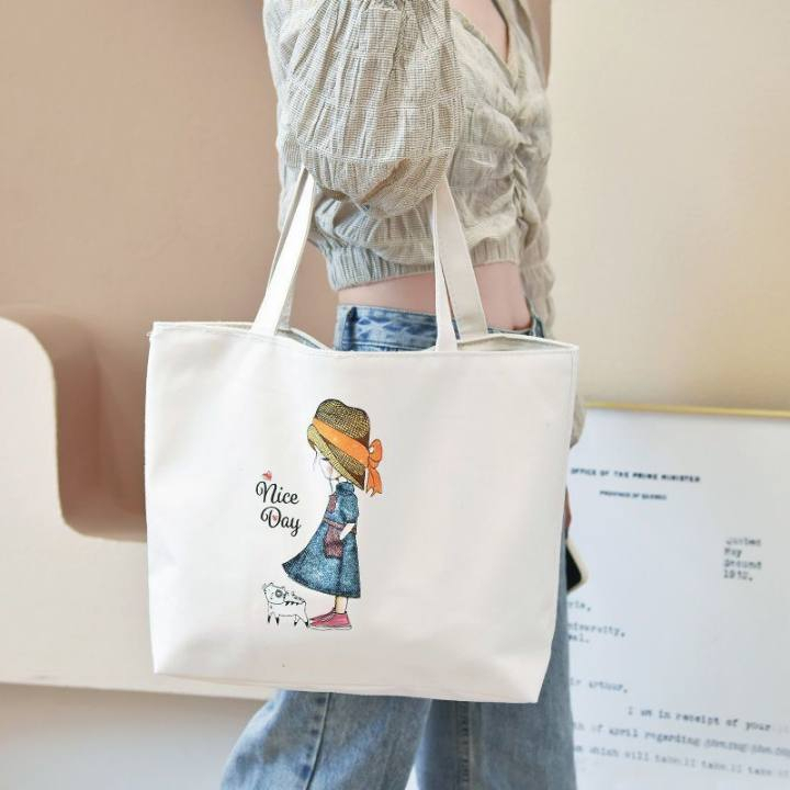 Galancher Túi Xách canvas Cỡ Lớn In Họa Tiết Hoạt Hình Dễ Thương Cho Nữ