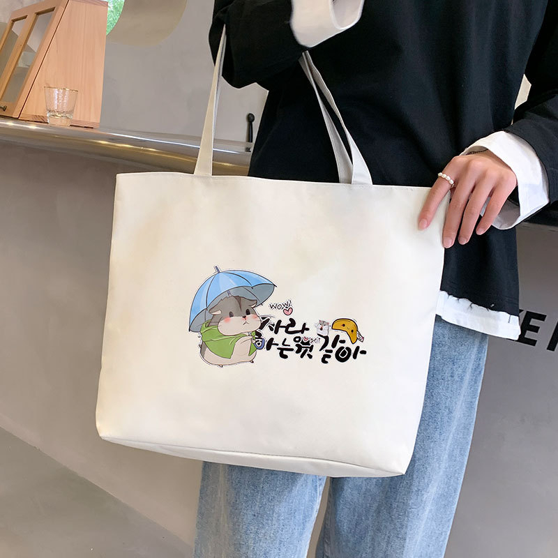 Galancher Túi Xách canvas Cỡ Lớn In Họa Tiết Hoạt Hình Dễ Thương Cho Nữ