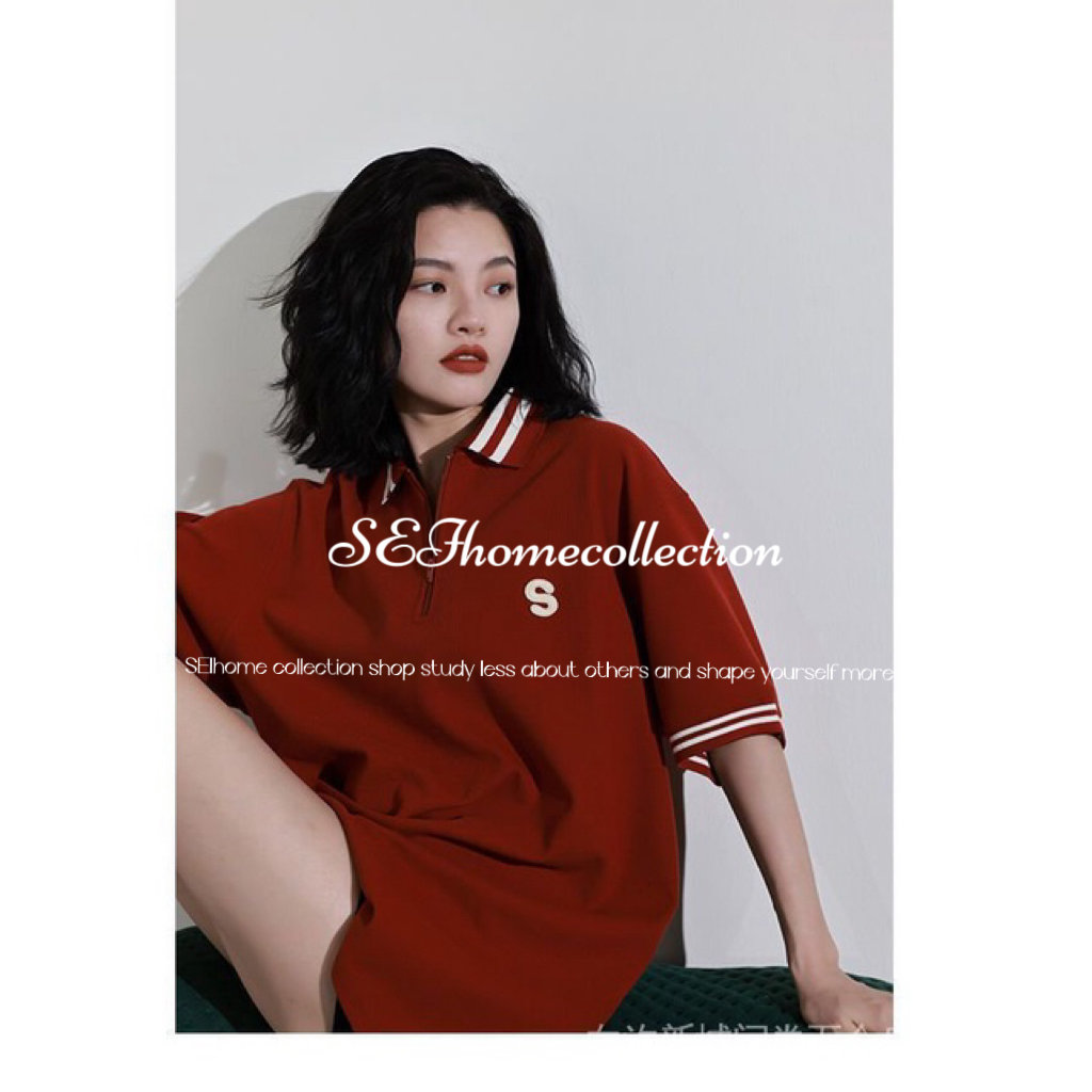 Áo Thun Polo Ngắn Tay Dáng Rộng Thêu Họa Tiết Phong Cách Retro Mùa Hè