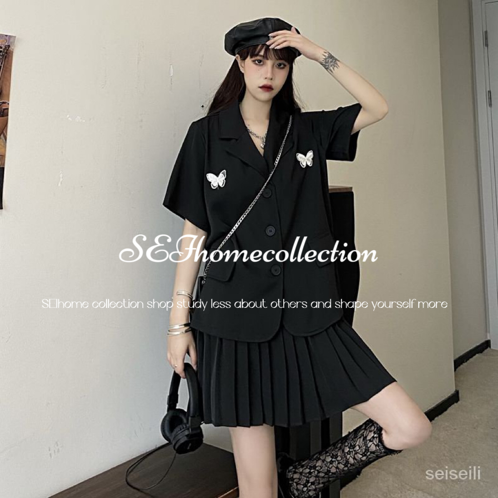 Internet celebrity fashion suit women's summer Korean style elegant suit short sleeve top pleated skirt age-reducing two-piece suit