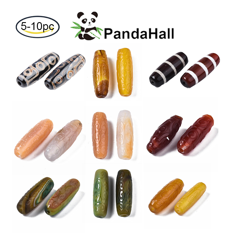 Set 5-10 Hạt Xâu Chuỗi Màu Xám 25~35x10~15mm: 1.4~3mm