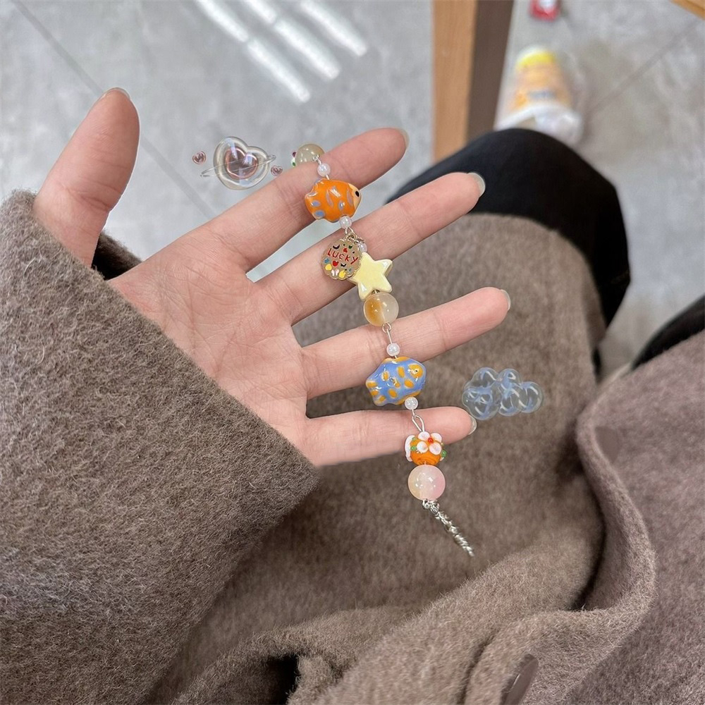 Vòng Tay Chuỗi Hạt Y2K Màu Cầu Vồng Họa Tiết Ngôi Sao Hoạt Hình Cho Nữ