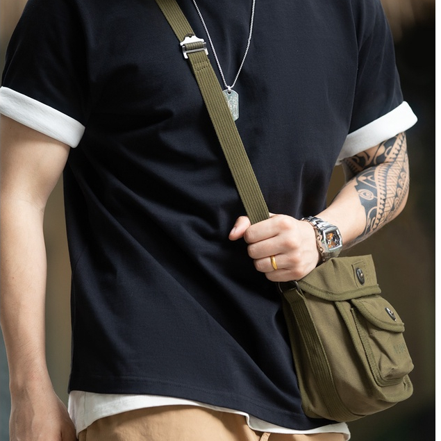 Túi Đeo Chéo Canvas M209 Chiến Thuật Có Khóa Nam Châm Phong Cách Retro Mỹ