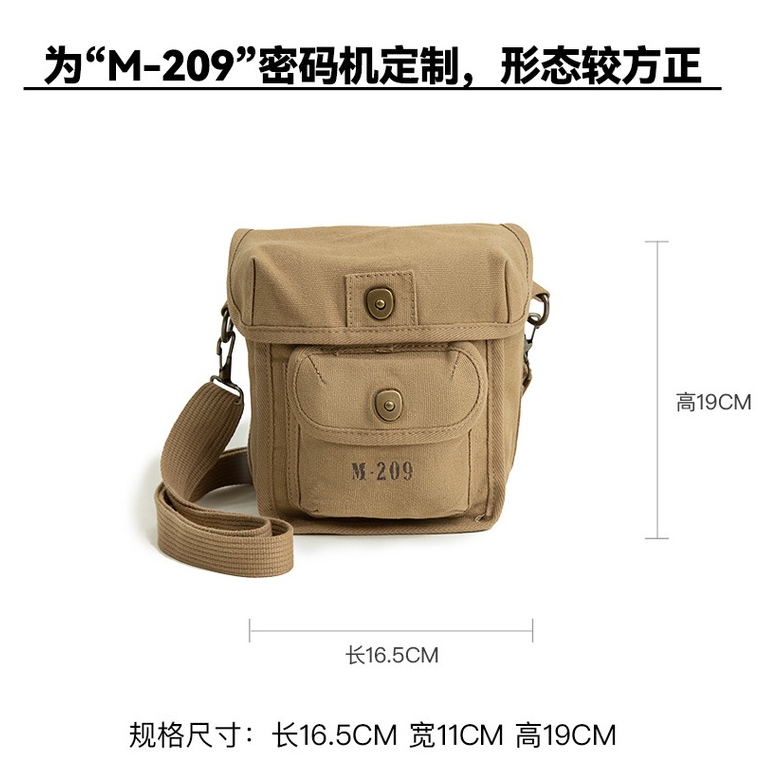 Túi Đeo Chéo Canvas M209 Chiến Thuật Có Khóa Nam Châm Phong Cách Retro Mỹ