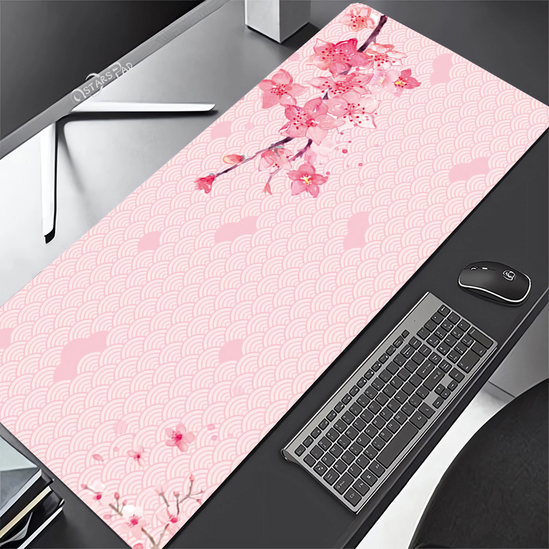 Tấm Lót Chuột Và Bàn Phím Máy Tính Dày 900x400mm 3mm In Họa Tiết Hoa Anh Đào Màu Đen Phong Cách death and life