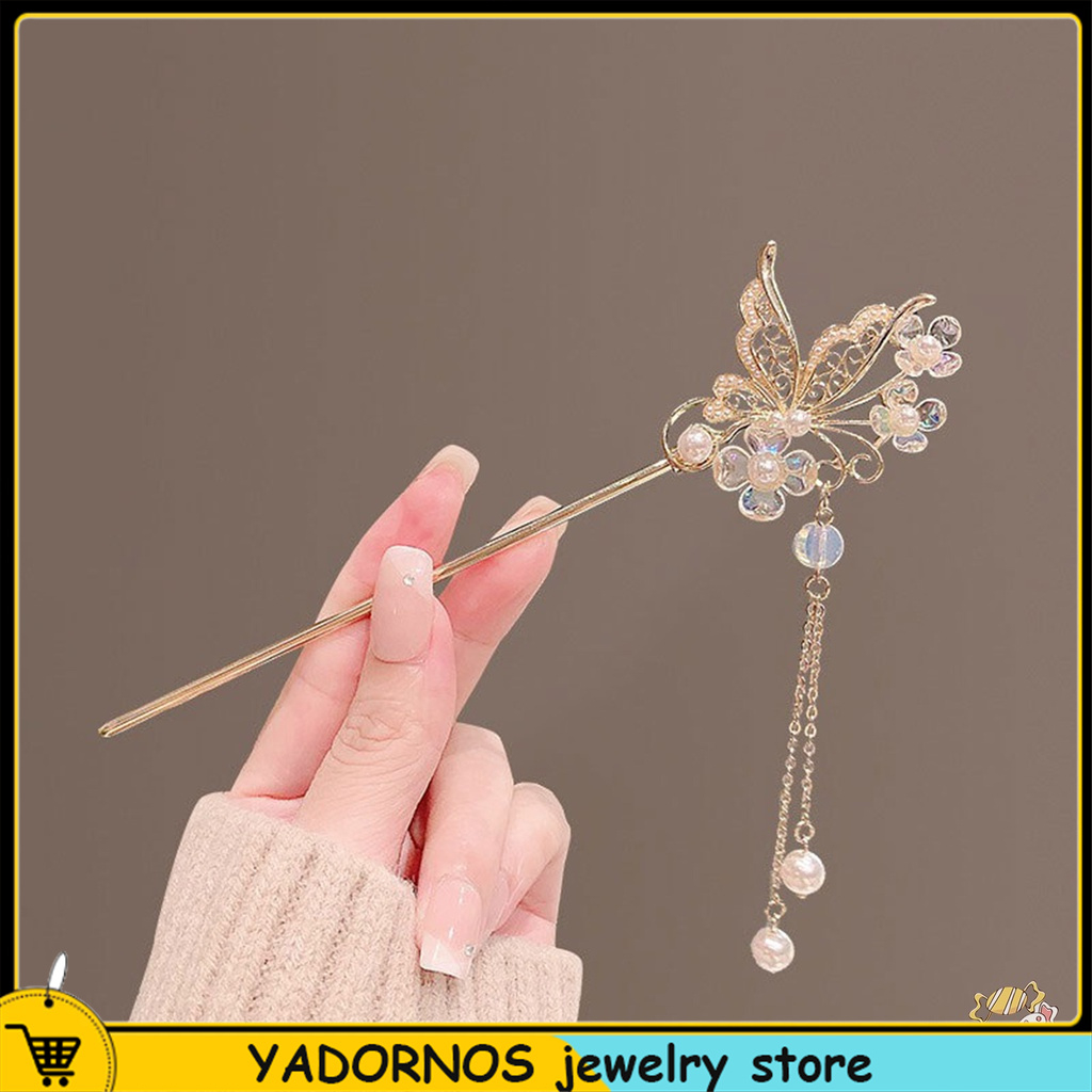 YADORNOS Đũa Hình Bướm Đính Tua Rua Sang Trọng Cho Nữ