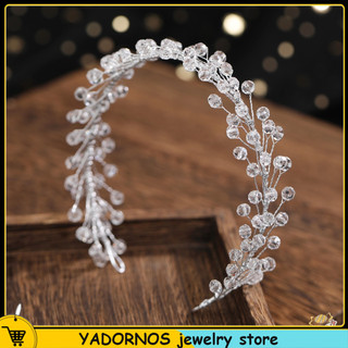 Yadornos vòng hoa đội đầu bằng acrylic đính hạt pha lê cho cô dâu