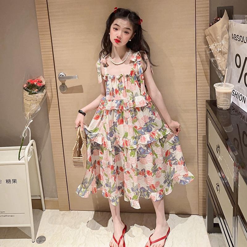 Đầm Thời Trang Mùa Hè Phong Cách Hàn Quốc Dành Cho Bé Gái 3-14 Tuổi
